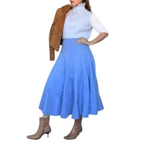 Zara Sky Blue Midi Skirt - small